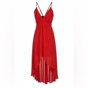 NWT IRIS Los Angeles Red High Low Adjustable Straps Dress Size S